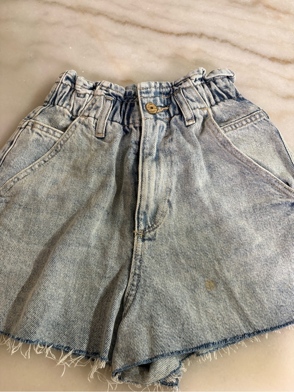 ZARA Ara Light Blue Paperbag Waist Denim Shorts